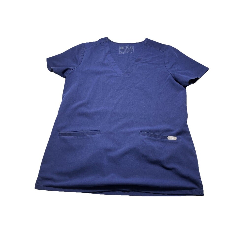 FIGS Scrub Top Womens Small Navy V Neck Medical Healthcare Nurse Uniform Stretch
